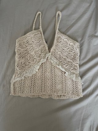 Top Zara Crochet Beige Talla