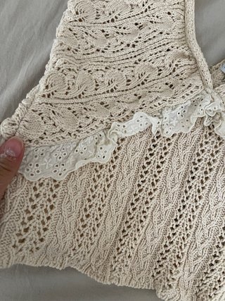 Top Zara Crochet Beige Talla