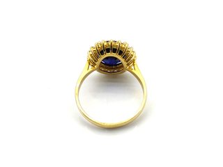 Sortija Oro 18K con Zafiro y Circonitas