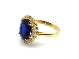 Sortija Oro 18K con Zafiro y Circonitas