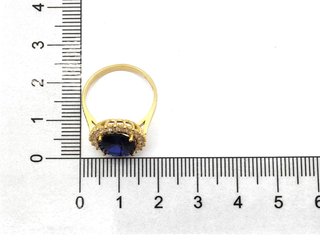 Sortija Oro 18K con Zafiro y Circonitas