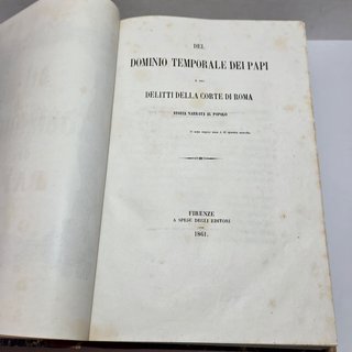 Libro Antico 1861 Del Dominio Temporale Dei Papi
