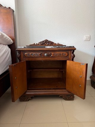 Mesita de noche vintage mármol y madera