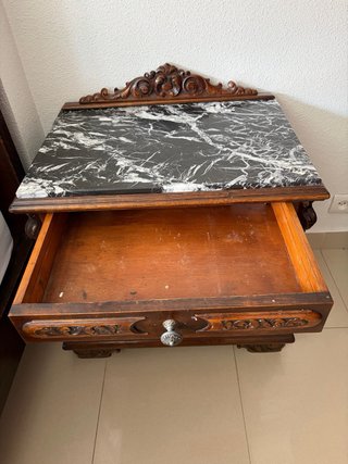 Mesita de noche vintage mármol y madera