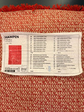 Tappeto IKEA HAMPEN rosso 133x195 cm