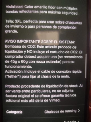 Chaleco Airbag Motorista Fuanqui Talla XXXL