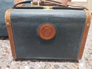 Juego Maletas Vintage Cuero Azul/Marrón