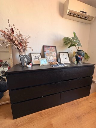 Malm IKEA - Cómoda 6 cajones negra- 160x78 cm