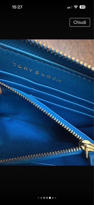 Portafogli  in  pelle  Tory Burch Blu elettrico