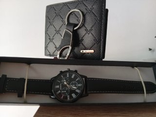 Set Reloj Geneva + Billetera + Llavero Negro