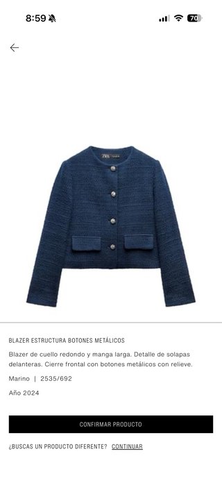 Chaqueta Zara Azul Talla L