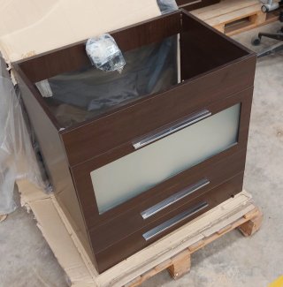 Mueble de baño madera y cristal