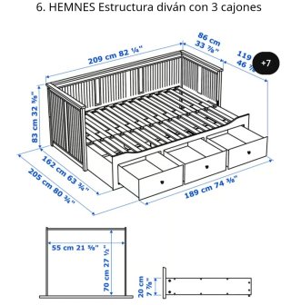 Diván Ikea blanco con cajones y colchones