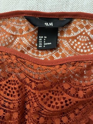 Blusa H&M Naranja Encaje Manga Larga
