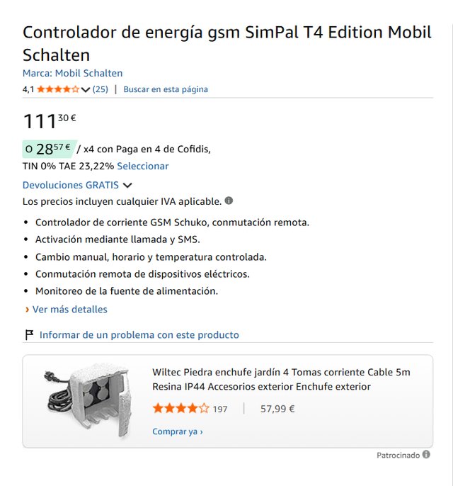 Controlador energía GSM SimPal T4 Mobil 2X1 NUEVOS