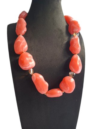 Collana donna con pietre arancioni e rosa