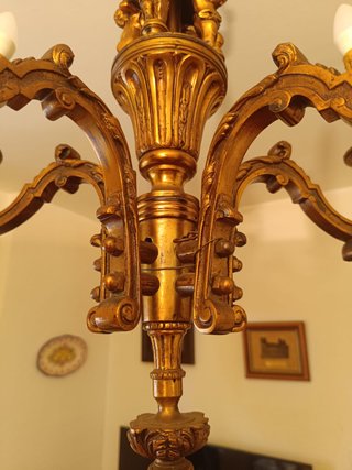 Gran lámpara antigua de bronce macizo