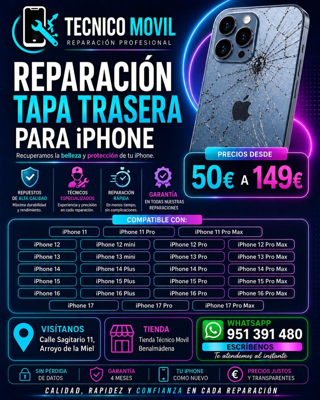Reparación de Tapa Trasera para iPhone