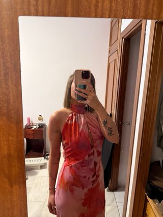 Vestido floral MIPHAI coral, rosa y rojo Talla S