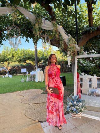 Vestido floral MIPHAI coral, rosa y rojo Talla S