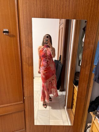 Vestido floral MIPHAI coral, rosa y rojo Talla S
