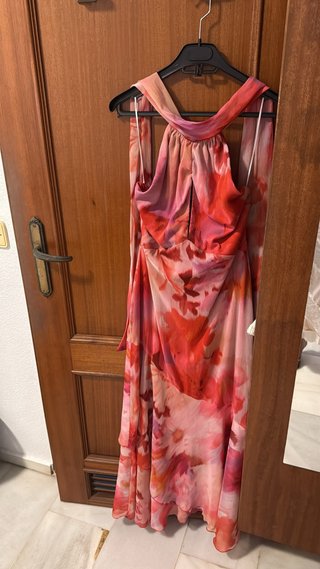 Vestido floral MIPHAI coral, rosa y rojo Talla S