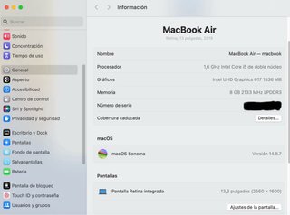 MacBook Air 13” 2019 8GB/128GB SSD Plata