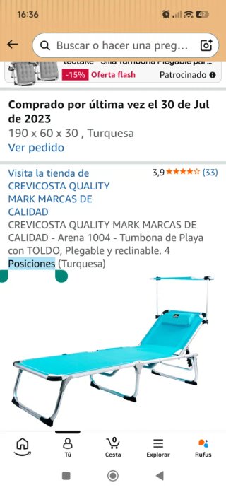 Tumbona Plegable 3 Pies