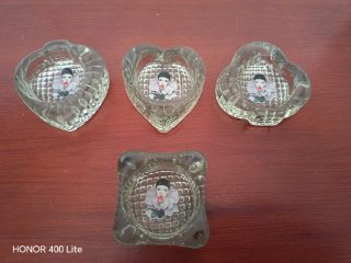 Juego Vintage Ceniceros Cristal Prensado