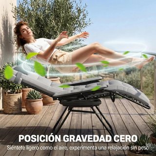 Tumbona Silla Gravedad Cero Reclinable Gris Claro