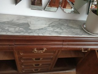 Mueble recibidor antiguo madera mármol