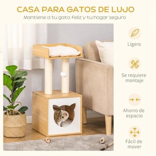 Árbol Gatos 2 Niveles Cueva Sisal Roble Blanco