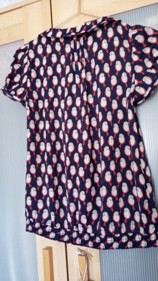 Camisa Zara lazo pájaros azul y rojo