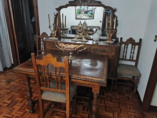 Mueble Comedor, mesa y sillas Madera Tallada