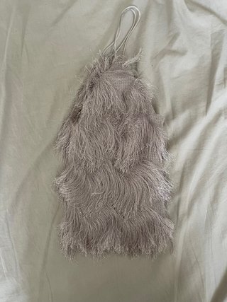 Top Zara con flecos beige/gris