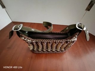 Bolso Crochet Artesanal Marrón y Beige