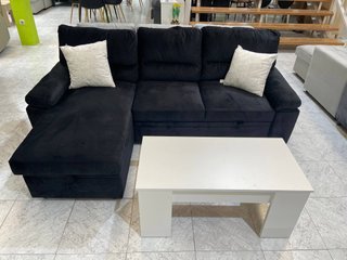 Conjunto de sofa cama negro y mesa elevable