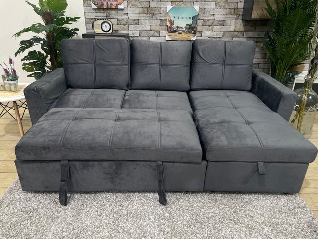 Nuevo Sofá Cama Chaise Longue Gris con Arcón