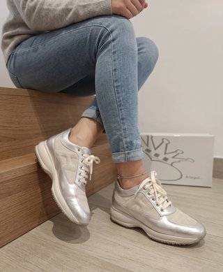 Scarpe Hogan Donna Beige/Argento