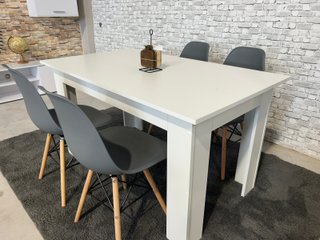 Comedor: Mesa 140cm + 4 Sillas Grises