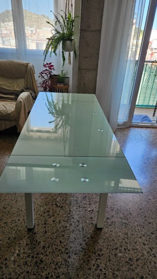 Mesa de comedor extensible cristal y metal