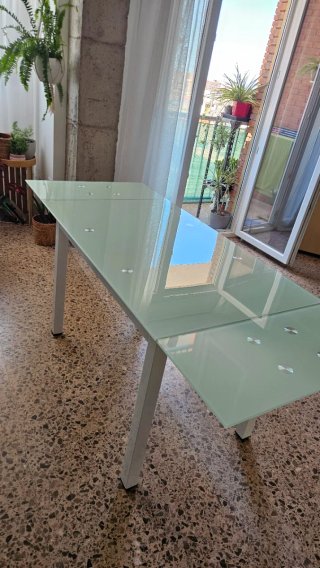 Mesa de comedor extensible cristal y metal