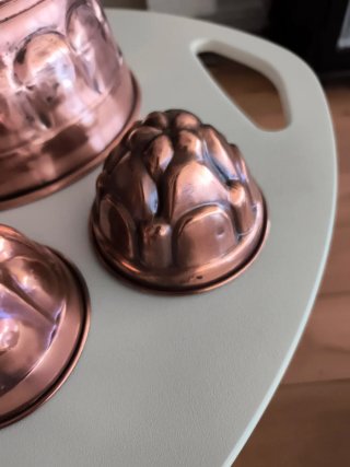 Juego 4 moldes cobre repostería