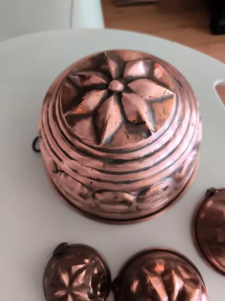 Juego 4 moldes cobre repostería