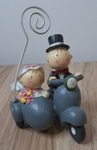 Portafoto Sposi Vespa Just Married Resina