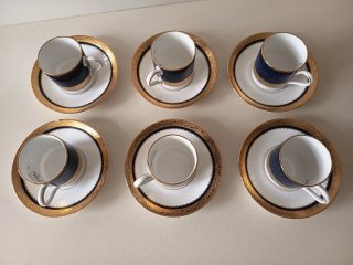 Tazas Noritake porcelana azul y oro