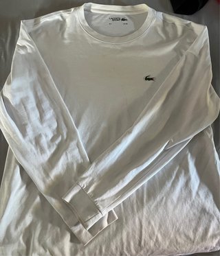 Camiseta Lacoste Manga Larga Blanca Talla XXL