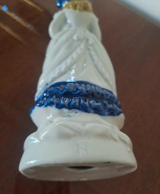Statuina Dama Porcellana Bianca e Blu Vintage