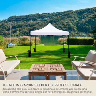 Gazebo Tendone A Fisarmonica Con 4 Pesi Poliestere