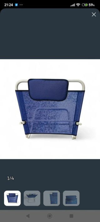 Silla de playa azul y blanca